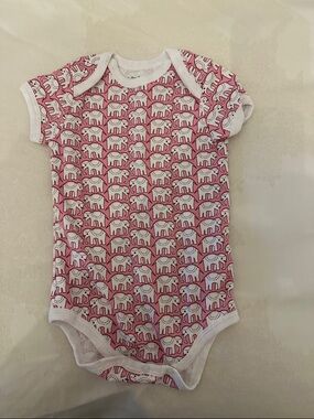 Roller Rabbit Pink Elephant Print Infant Bodysuit